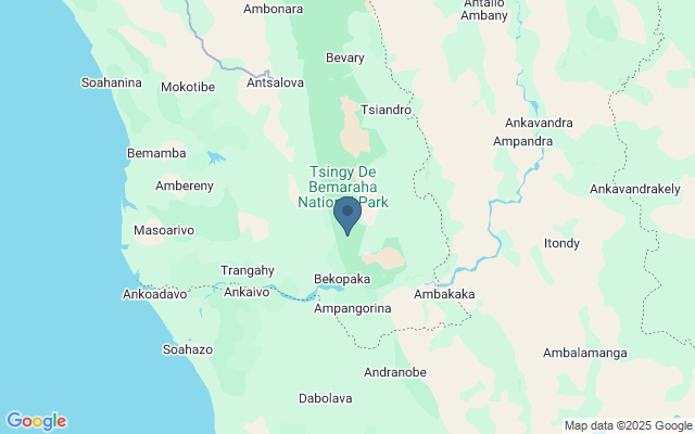 Kaart met locatie Nationaal Park Tsingy de Bemaraha